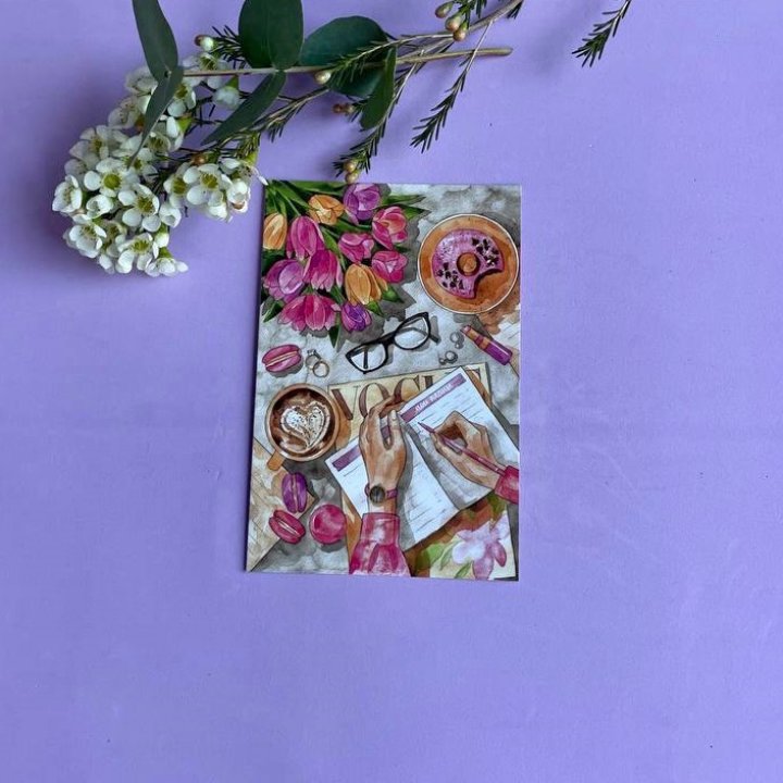 Открытка к букету "Леди на работе" в Ростове-на-Дону